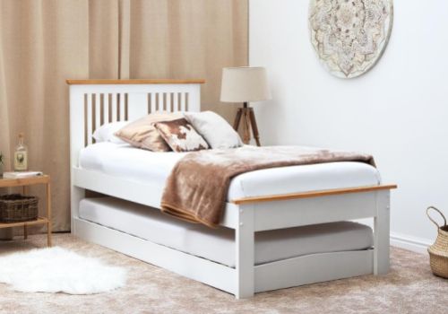 Sleep Design Astley 3ft Single White And Oak Wooden Guest Bed