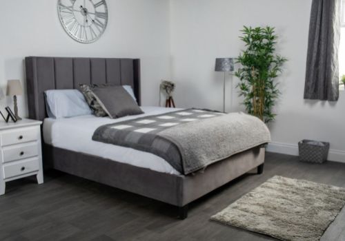 Flair Furnishings Varee 4ft6 Double Grey Velvet Fabric Bed Frame