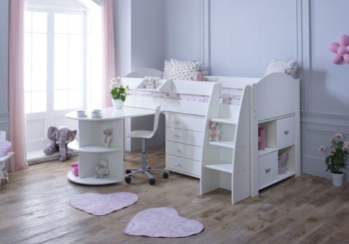 Kids Avenue Eli E Midsleeper Bed Set In White