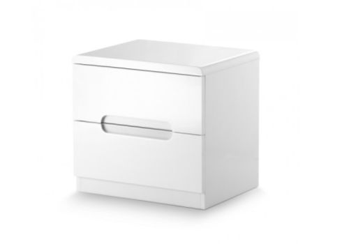 Julian Bowen Manhattan White Gloss 2 Drawer Nightstand