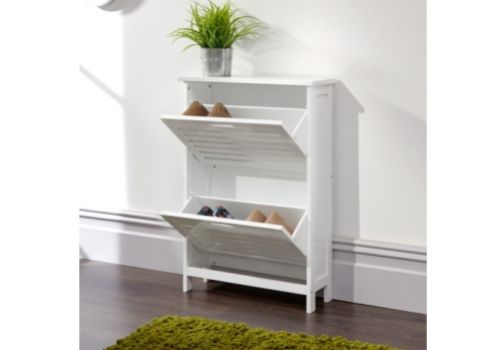 GFW Bergen Two Tier Shoe Cabinet in White