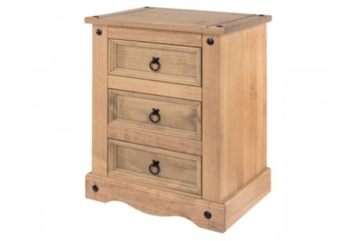 Core Corona Pine 3 Drawer Bedside