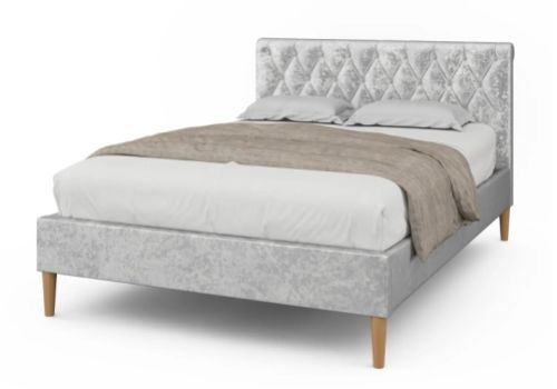 Sleep Design Cosford 4ft6 Double Crushed Silver Velvet Bed Frame