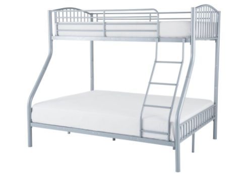 Serene Oslo Triple Sleeper Silver Metal Bunk Bed
