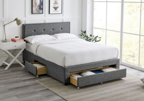 Limelight Florence 4ft6 Double Grey Fabric Bed Frame With Drawers