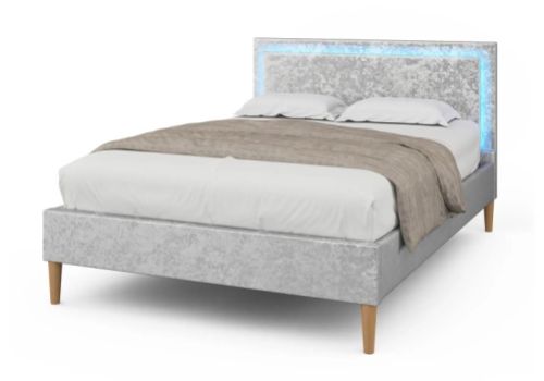 Sleep Design Ludlow 5ft Kingsize Crushed Silver Velvet Bed Frame With LED Lights