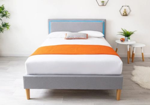 Sleep Design Ludlow 3ft Single Light Grey Linen Bed Frame With LED Lights