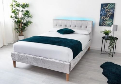 Sleep Design Torton 3ft Single Crushed Silver Velvet Bed Frame