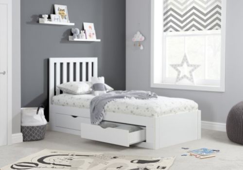 Birlea Appleby 3ft Single White Wooden Bed Frame With Drawers