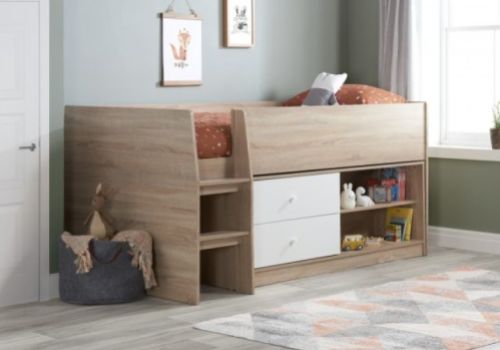 Birlea Leyton 3ft Single White And Oak Finish Cabin Bed