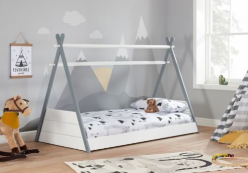 Birlea Teepee 3ft Single Grey And White Wooden Bed Frame