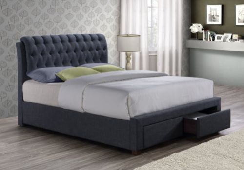 Birlea Valentino 5ft Kingsize Charcoal Fabric Bed Frame with 2 Drawers