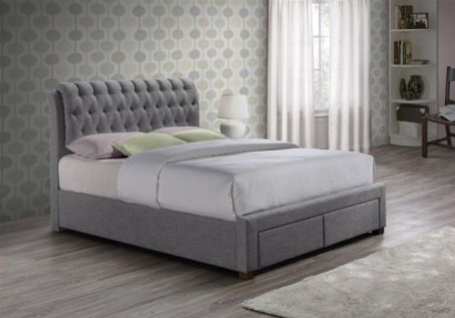 Birlea Valentino 4ft6 Double Grey Fabric Bed Frame with 2 Drawers