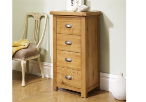 Birlea Woburn Oak 4 Drawer Narrow Chest