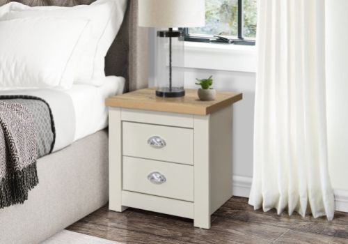 Birlea Highgate Cream And Oak Finish 2 Drawer Bedside