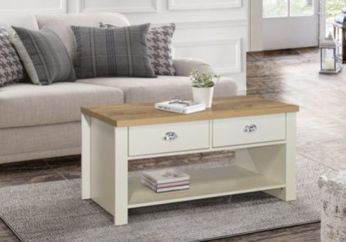 Birlea Highgate Cream And Oak Finish 2 Drawer Coffee Table