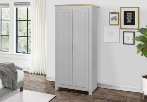 Birlea Highgate Grey And Oak Finish 2 Door Wardrobe