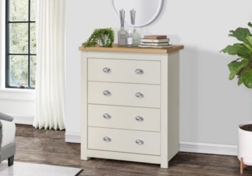 Birlea Highgate Cream And Oak Finish 4 Drawer Chest