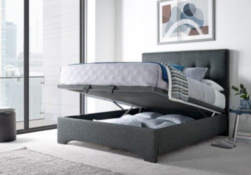 Kaydian Langley 4ft6 Double Dark Grey Fabric Ottoman Storage Bed