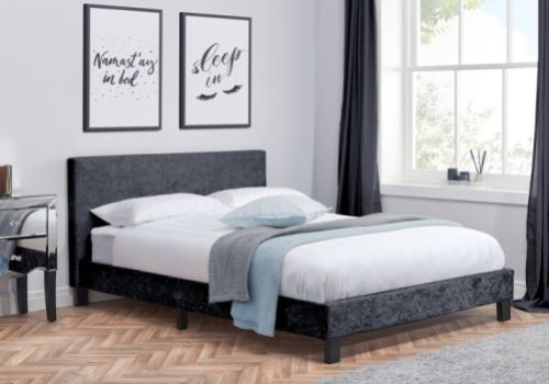 Birlea Berlin 4ft6 Double Black Crushed Velvet Fabric Bed Frame