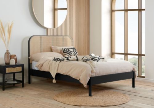 Birlea Margot Black Oak And Rattan 5ft Kingsize Bed Frame