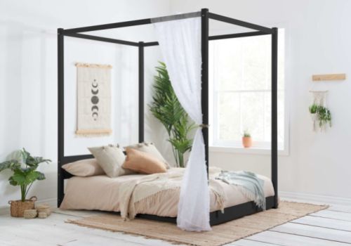 Birlea Darwin 4ft6 Double Black Wooden 4 Poster Bed Frame