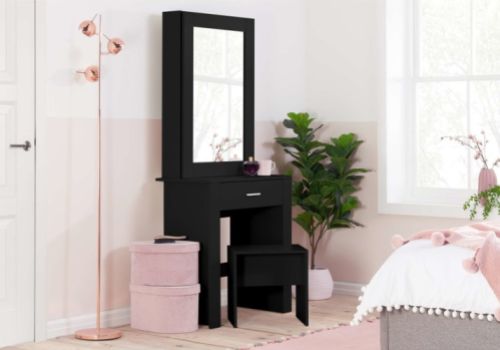 Birlea Evelyn Black Dressing Table With Sliding Mirror