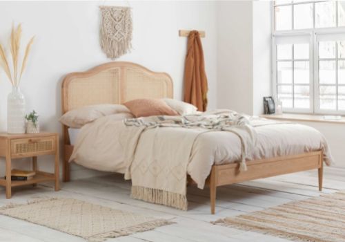 Birlea Leonie Oak And Rattan 4ft6 Double Bed Frame