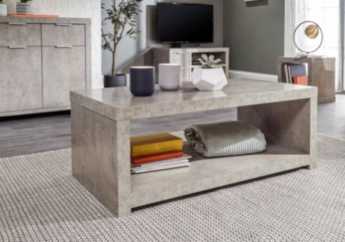 GFW Bloc Coffee Table With Shelf In Concrete Grey