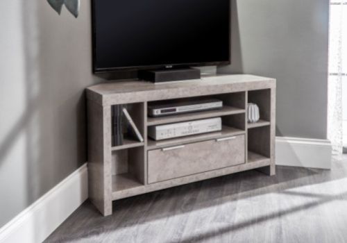 GFW Bloc Corner TV Unit In Concrete Grey