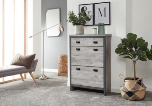 GFW Boston 2 Tier 1 Drawer Shoe Cabinet In Grey