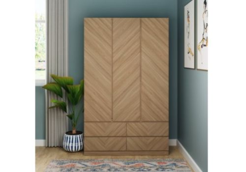 GFW Catania 3 Door 4 Drawer Wardrobe In Euro Oak