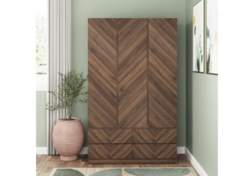 GFW Catania 3 Door 4 Drawer Wardrobe In Royal Walnut