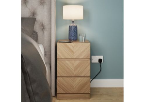 GFW Catania 3 Drawer Bedside In Euro Oak