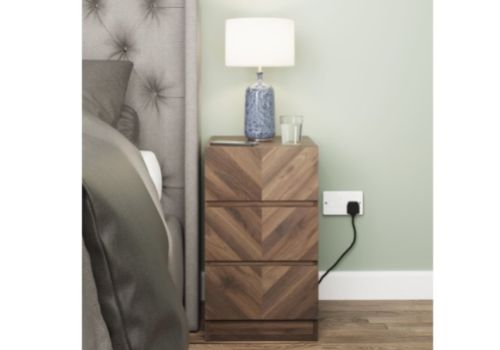 GFW Catania 3 Drawer Bedside In Royal Walnut