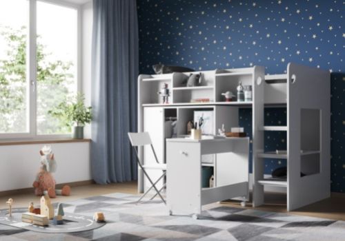 Flair Furnishings Wizard Junior White High Sleeper Workstation