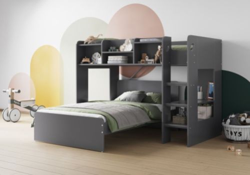 Flair Furnishings Wizard L Shape Triple Sleeper Bunk Bed In Grey