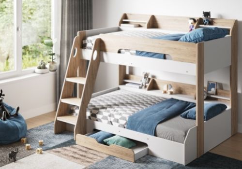 Flair Furnishings Flick Oak Finish Triple Sleeper Bunk Bed