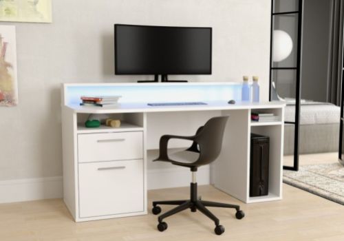 Flair Furnishings Power Z Gaming Desk In White