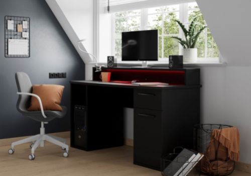 Flair Furnishings Power Z Compact Gaming Desk In Black