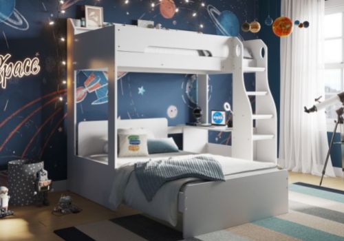 Flair Furnishings Cosmic White L Shaped Triple Sleeper Bunk Bed