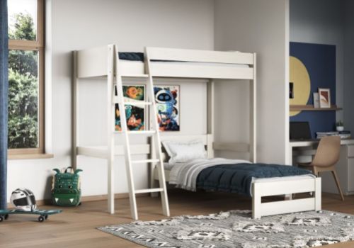 Noomi Tera White Wooden L Shaped Highsleeper Bunk Bed (Single)