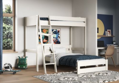 Noomi Tera White Wooden L Shaped Highsleeper Bunk Bed (With Small Double)