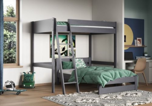 Noomi Tera Grey Wooden Small Double L Shaped Highsleeper Bunk Bed (With Small Double)