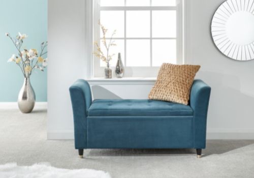 GFW Genoa Ottoman Storage Window Seat In Teal Fabric