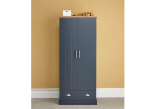 GFW Kendal 2 Door 1 Drawer Wardrobe In Slate Blue