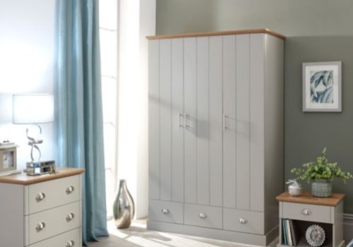 GFW Kendal 3 Door 3 Drawer Wardrobe In Grey