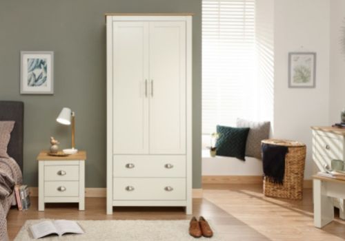 GFW Lancaster 2 Door 2 Drawer Wardrobe In Cream