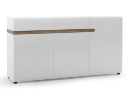 FTG Chelsea Living 2 drawer 3 door sideboard in white with an Truffle Oak Trim (109.5cm)