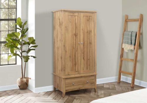 Birlea Hampstead Oak Finish 2 Door 1 Drawer Wardrobe